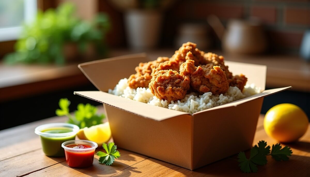Menu Tasty Crousty à Nantes : livraison de barquettes poulet frit et riz, options et alternatives
